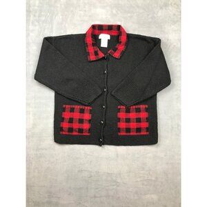 Vintage Mandal Bay Sweater Cardigan Womens S Petite Buffalo Plaid Detail